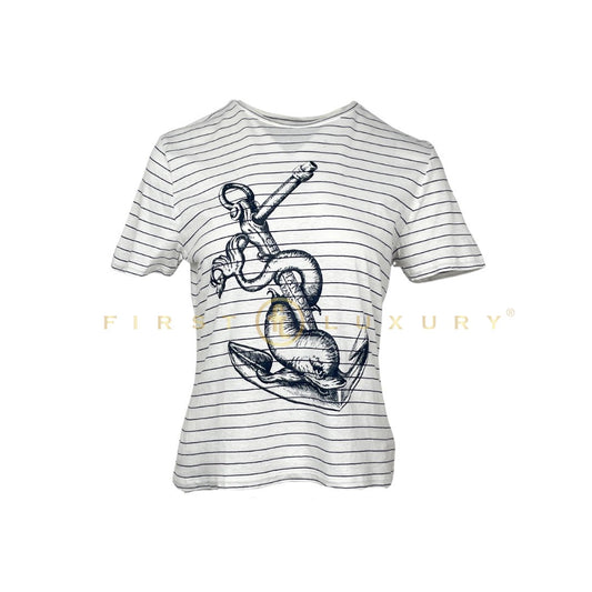 Mariniere Cotton T-Shirt - White/Blue (S)