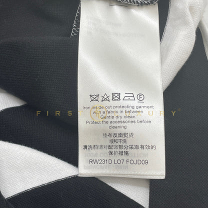 Striped Monogram Pocket T-Shirt Dress - White/Black (S)