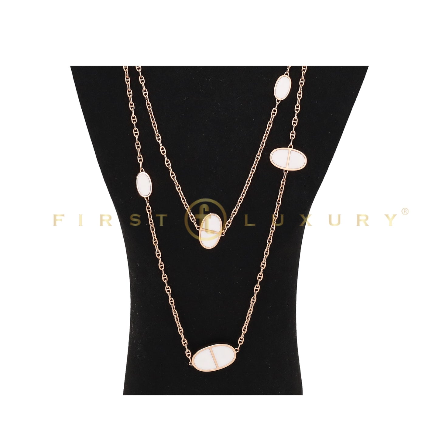 Ceramic Rose Gold Chaine d’Ancre Sautoir Necklace