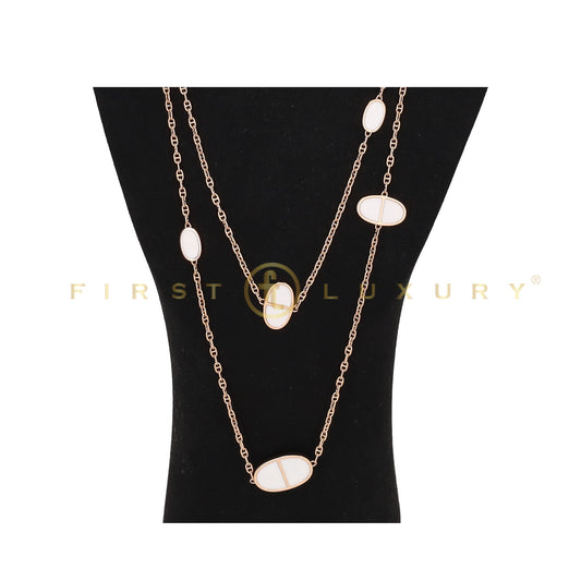 Ceramic Rose Gold Chaine d’Ancre Sautoir Necklace