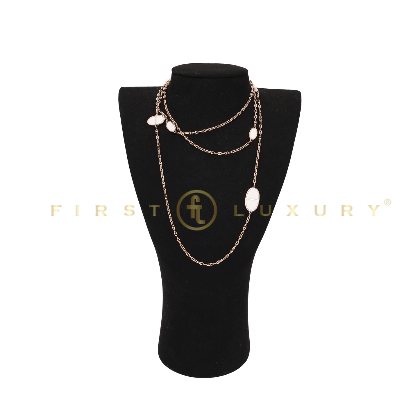 Ceramic Rose Gold Chaine d’Ancre Sautoir Necklace