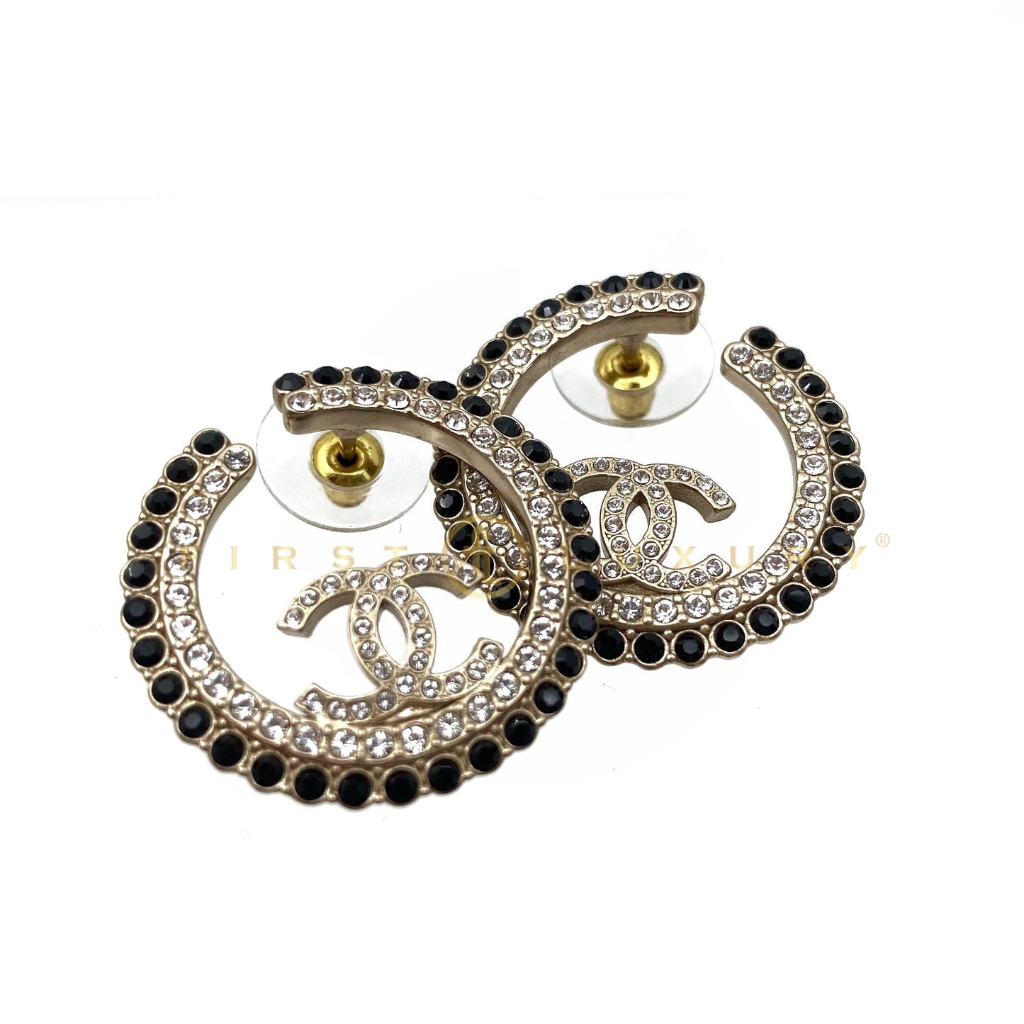 Crystal Logo Studs Earrings