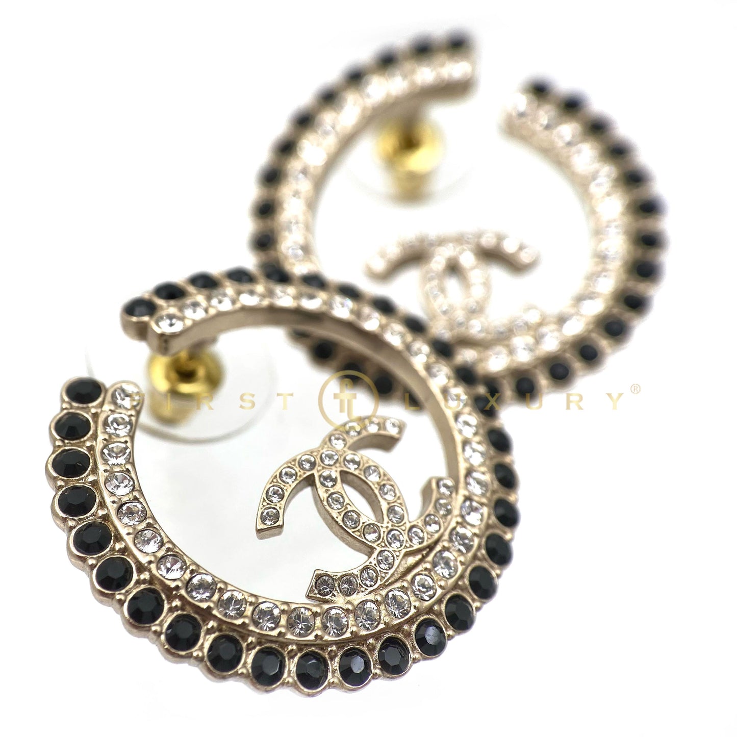 Crystal Logo Studs Earrings