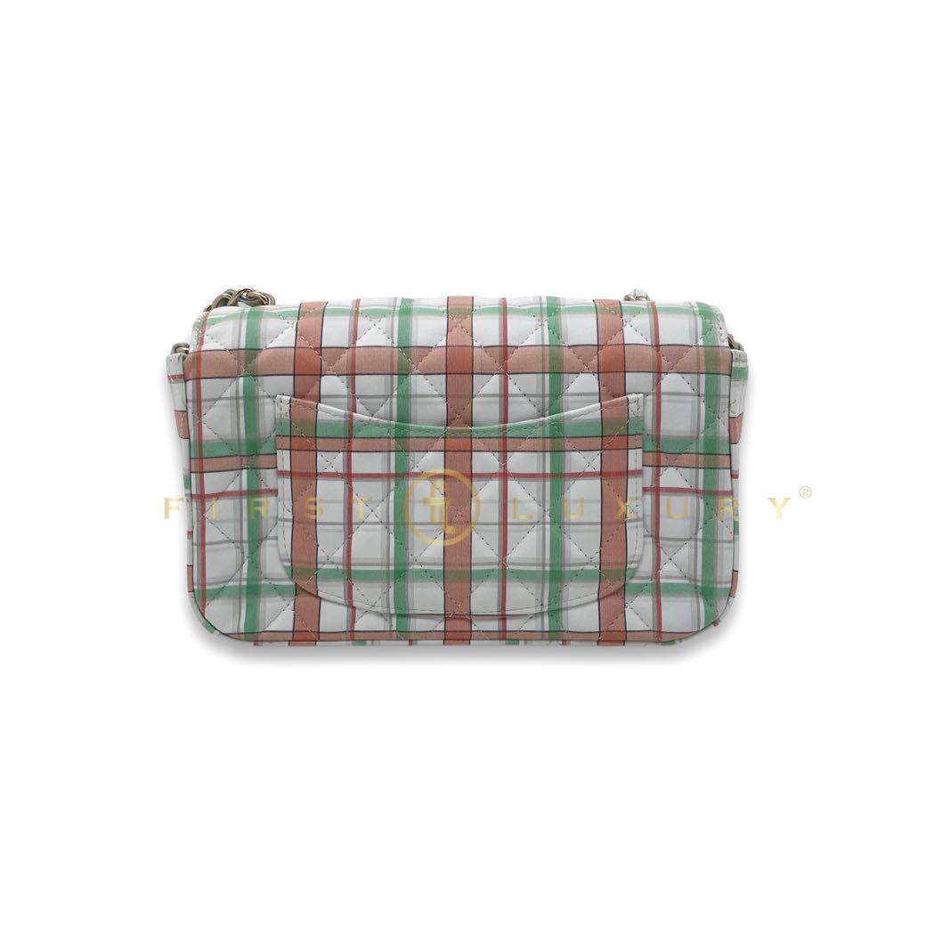 Rectangular Flap Mini Checked Calfskin - Green / Orange / GHW